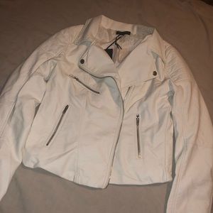 Brand new white faux leather jacket fashion nova